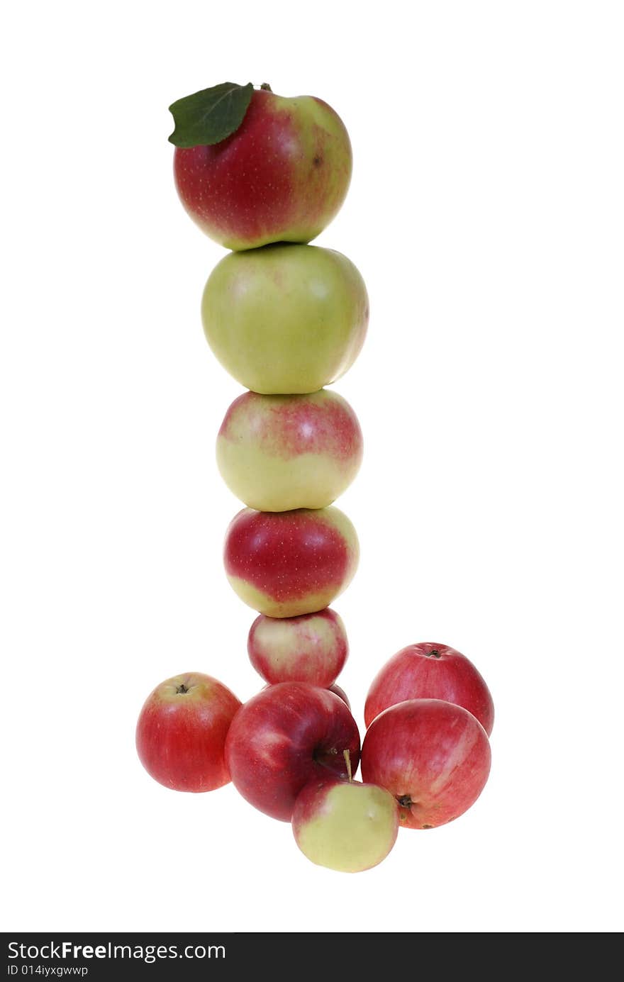 Apples arranged in pyramid isolated on white background