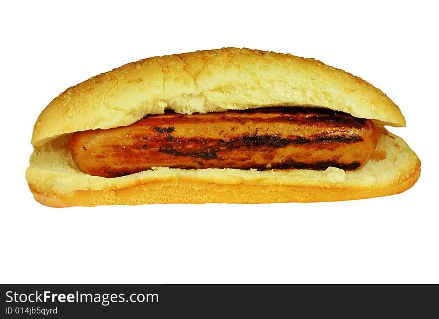 I grilled sausage on a gourmet sesame see bun. I grilled sausage on a gourmet sesame see bun