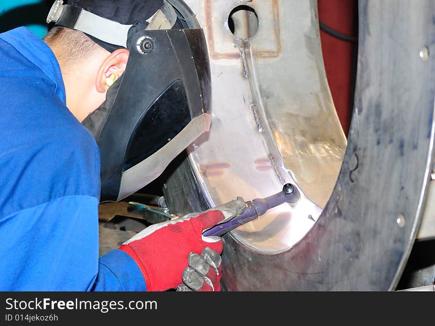 Welder at work.