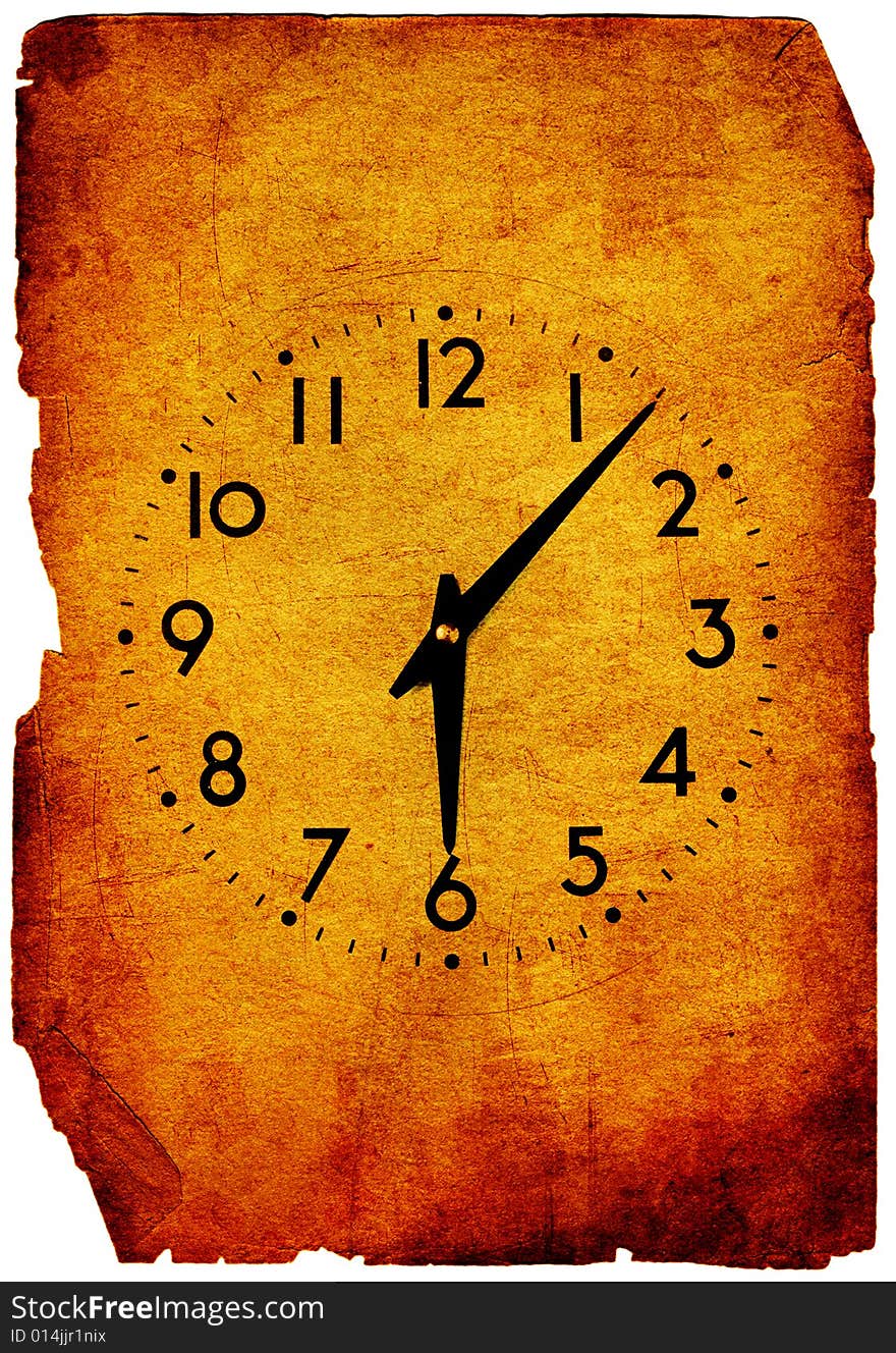 Vintage clock grunge background (Grungy paper)