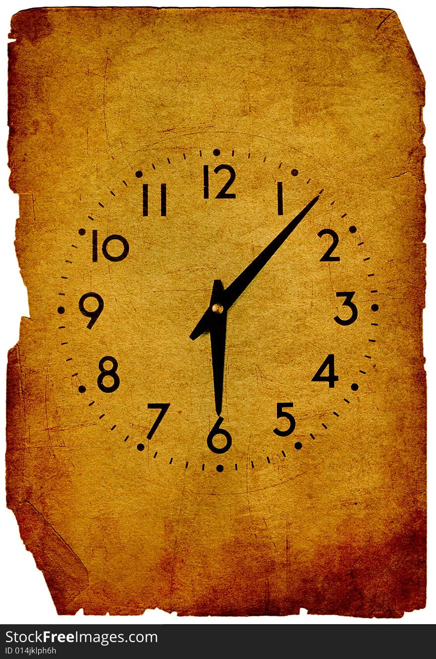 Vintage clock grunge background (Grungy paper)