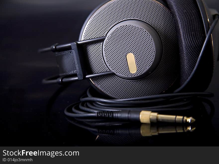 Professional hi-fi headphone on dark background