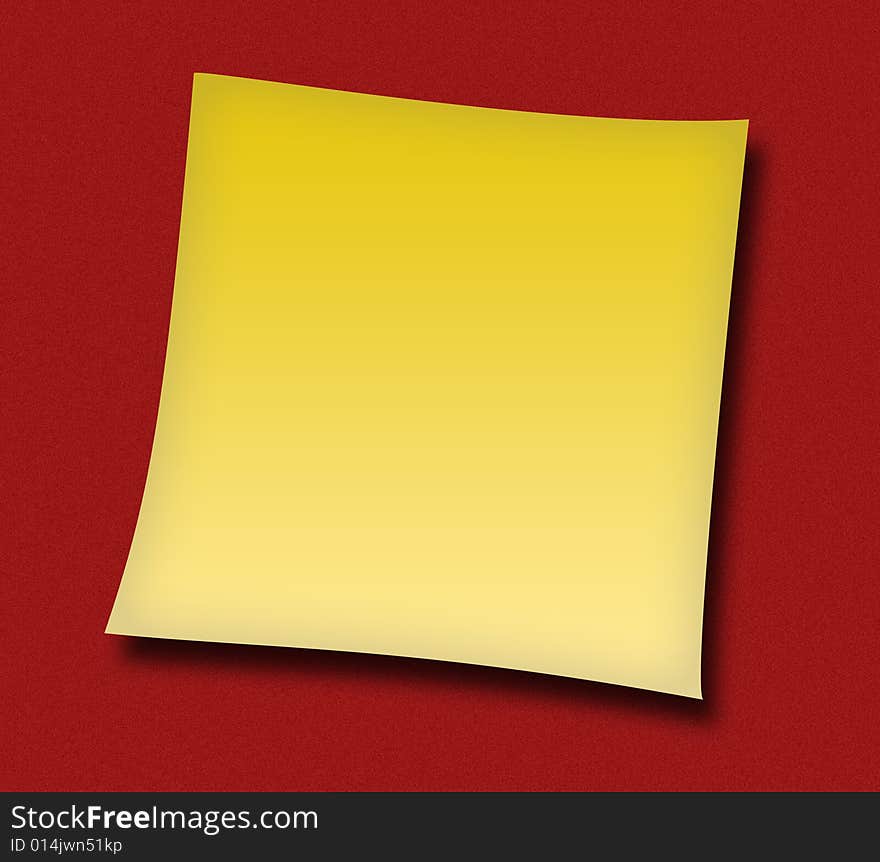 Isolated yellow note on white