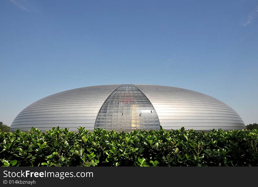 Modern building with blue sky, national theater in beijing. Modern building with blue sky, national theater in beijing