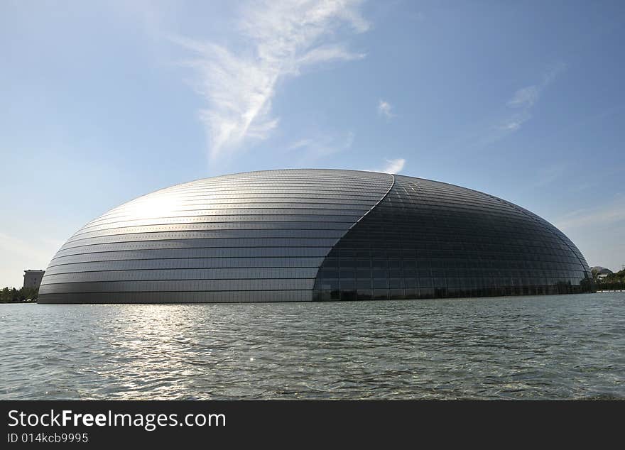 Modern building with blue sky, national theater in beijing. Modern building with blue sky, national theater in beijing