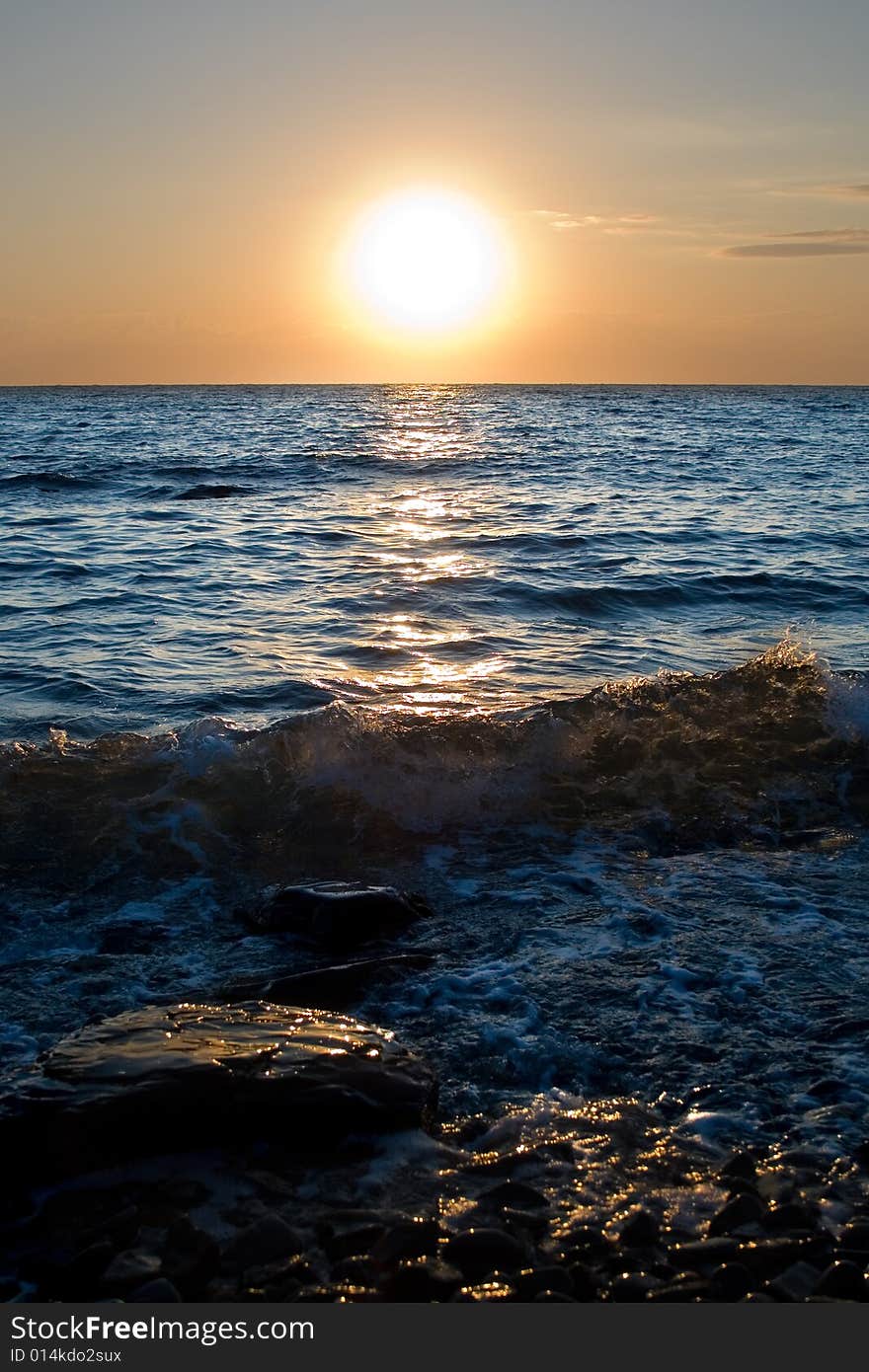 Sunset over the quiet sea