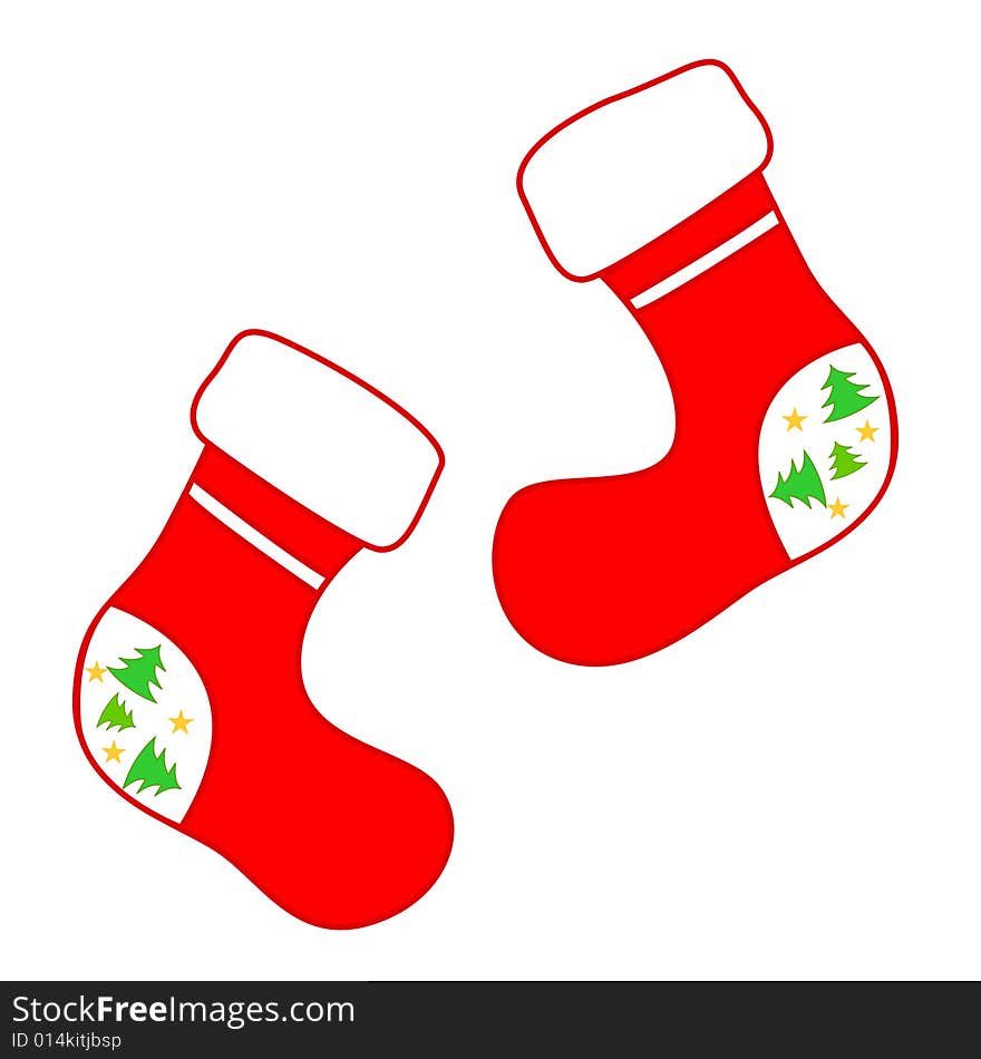 Red Christmas / x mas socks isolated on white background. Red Christmas / x mas socks isolated on white background