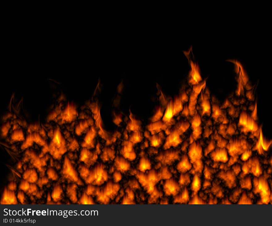 Hot orange fire flames on black background. Hot orange fire flames on black background