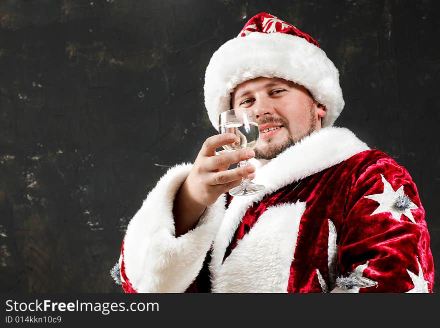 Santa drinking