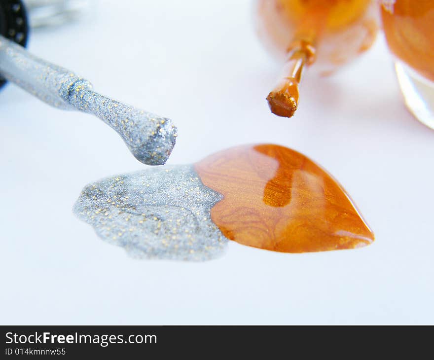 Nail polish on a white background