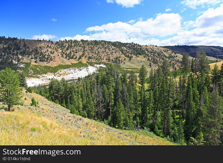 The scenery of Yellowstone National Park in Wyoming