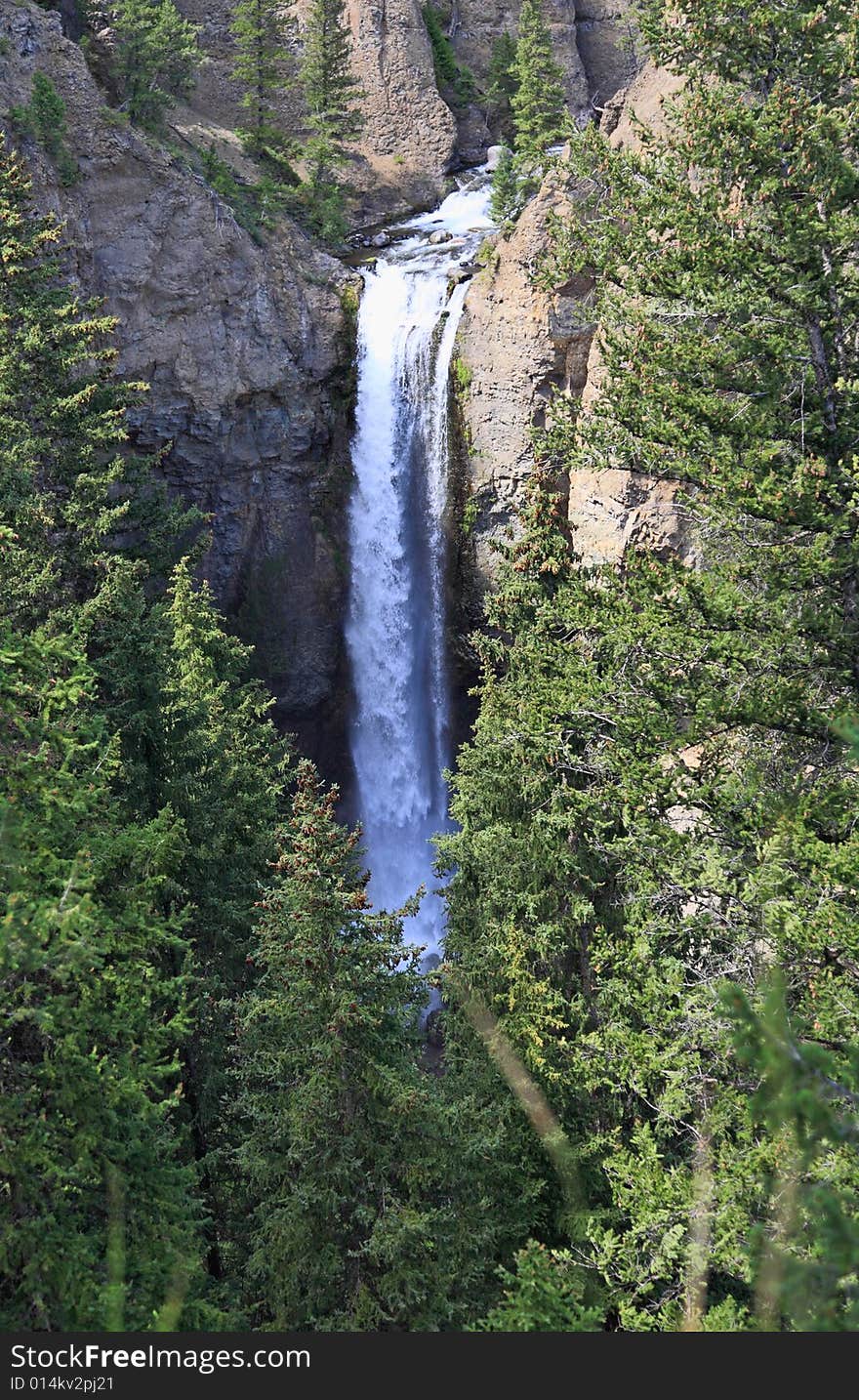 The Tower Falls in Yellowstone National Park in Wyoming