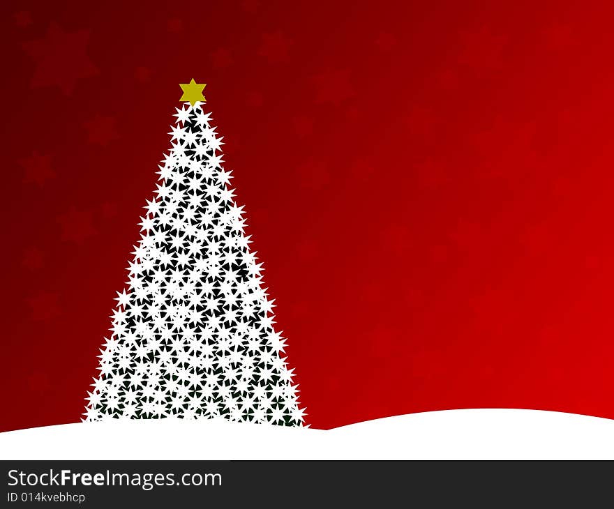 Christmas tree against background of red stars. Christmas tree against background of red stars