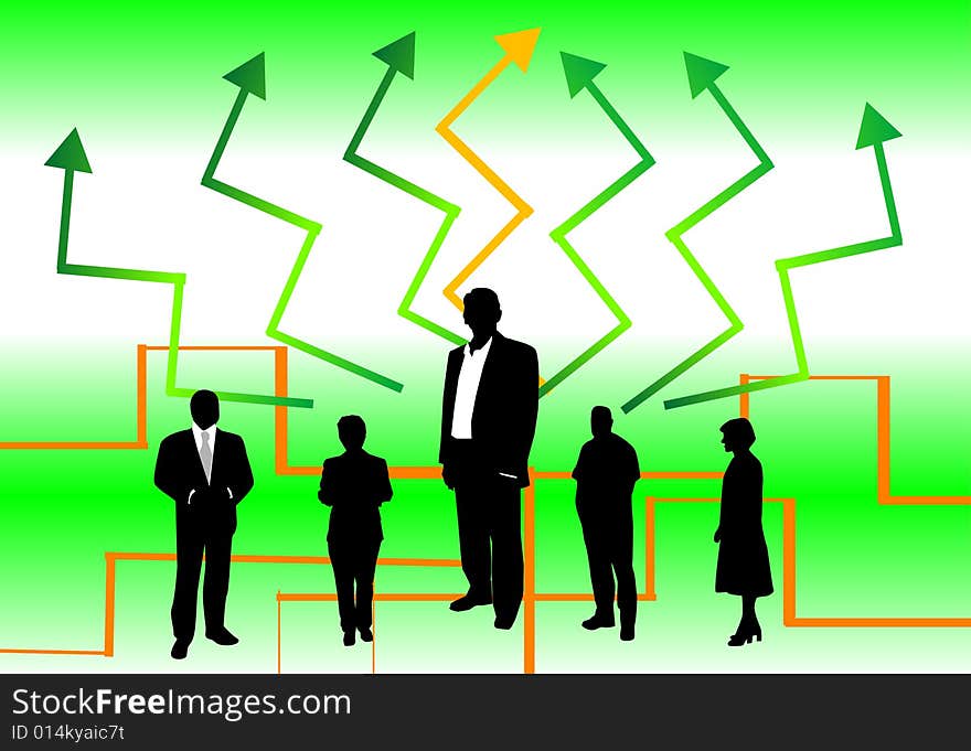 Illustration of business people  and background