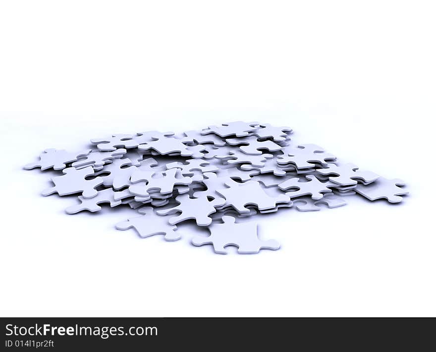 Grey puzzle peaces on white background