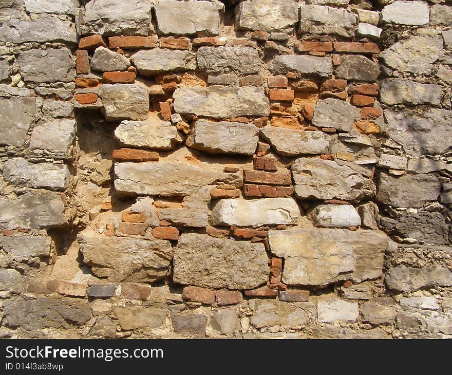 An old shabby brick wall. An old shabby brick wall