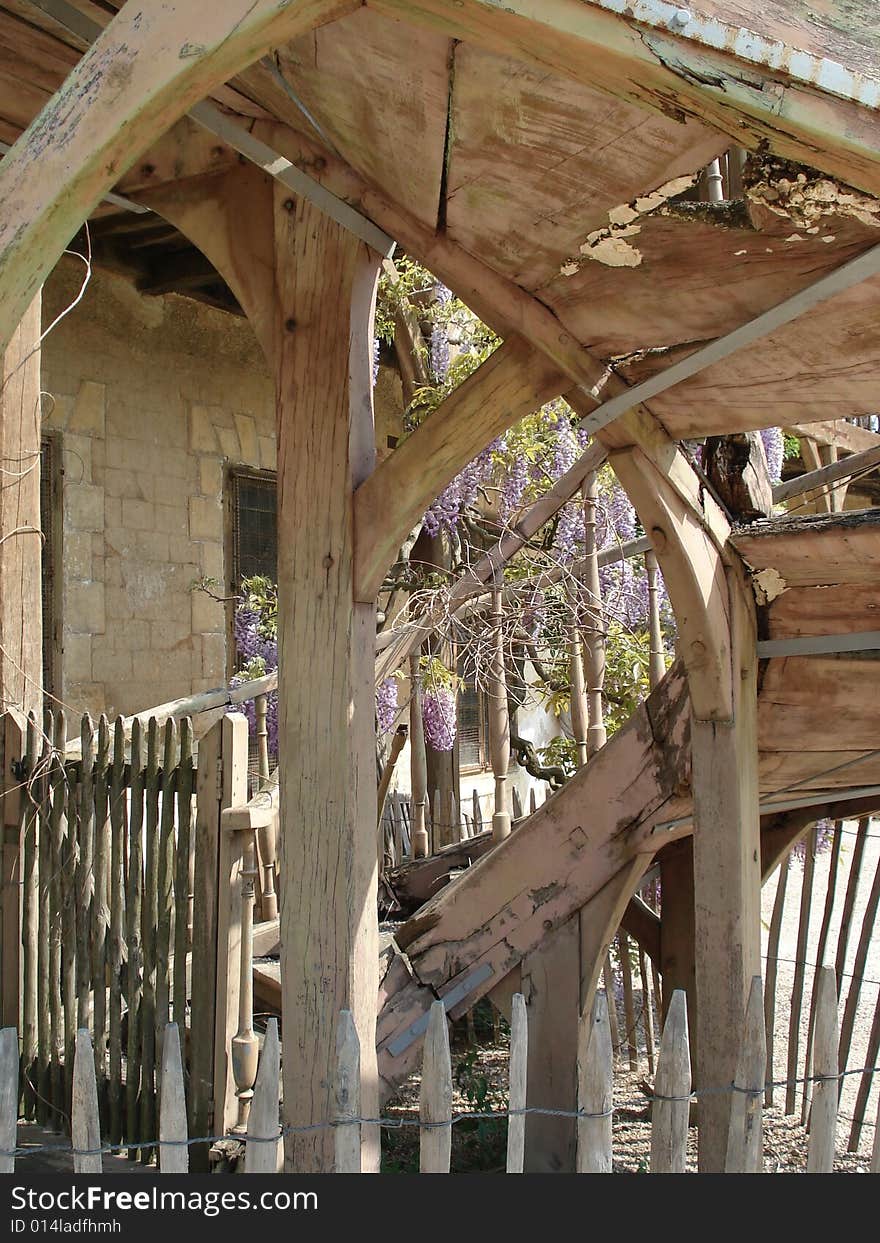 An old wooden building  at Marie Antionettes Hamlet, Versaille, Paris. An old wooden building  at Marie Antionettes Hamlet, Versaille, Paris