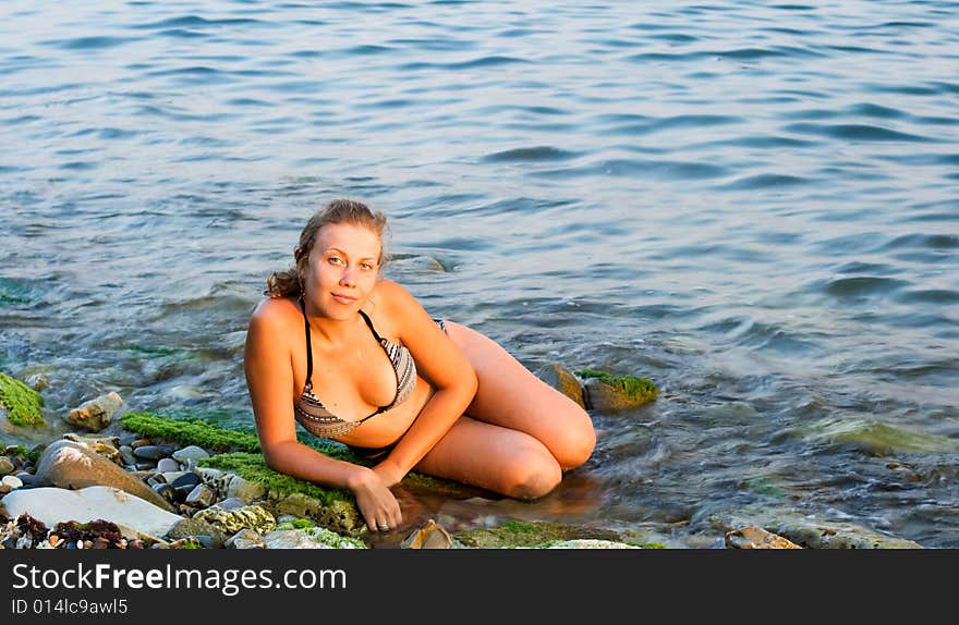 Woman at the sea cost