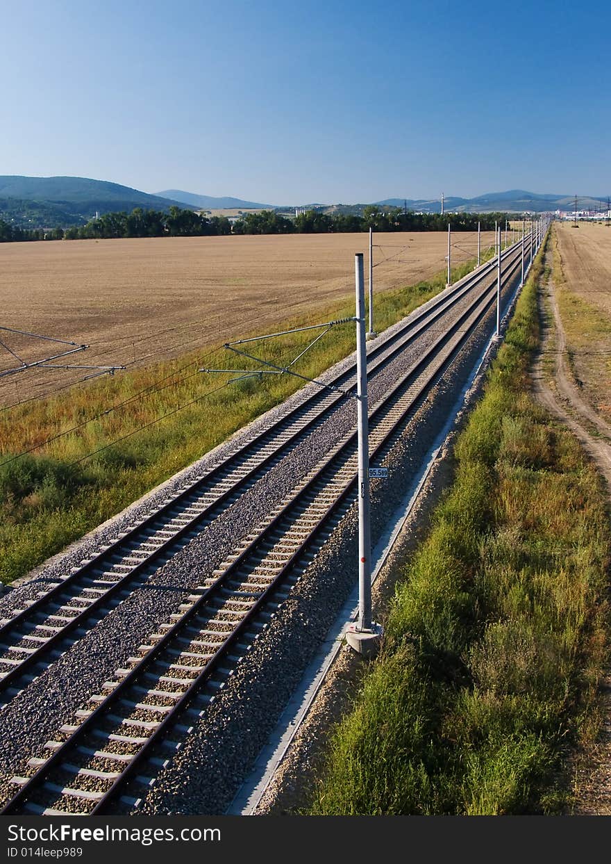 Railroad to Nove Mesto Nad Vahom in Slovakia