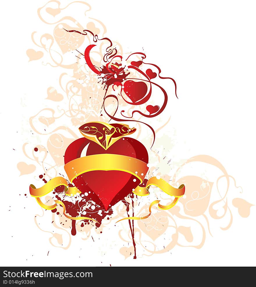 Heart and tape on grunge background. Heart and tape on grunge background