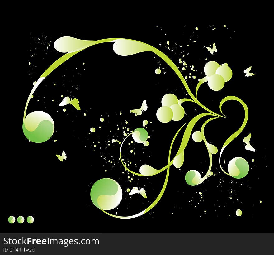 Black background with stylized by luminous ornament. Black background with stylized by luminous ornament