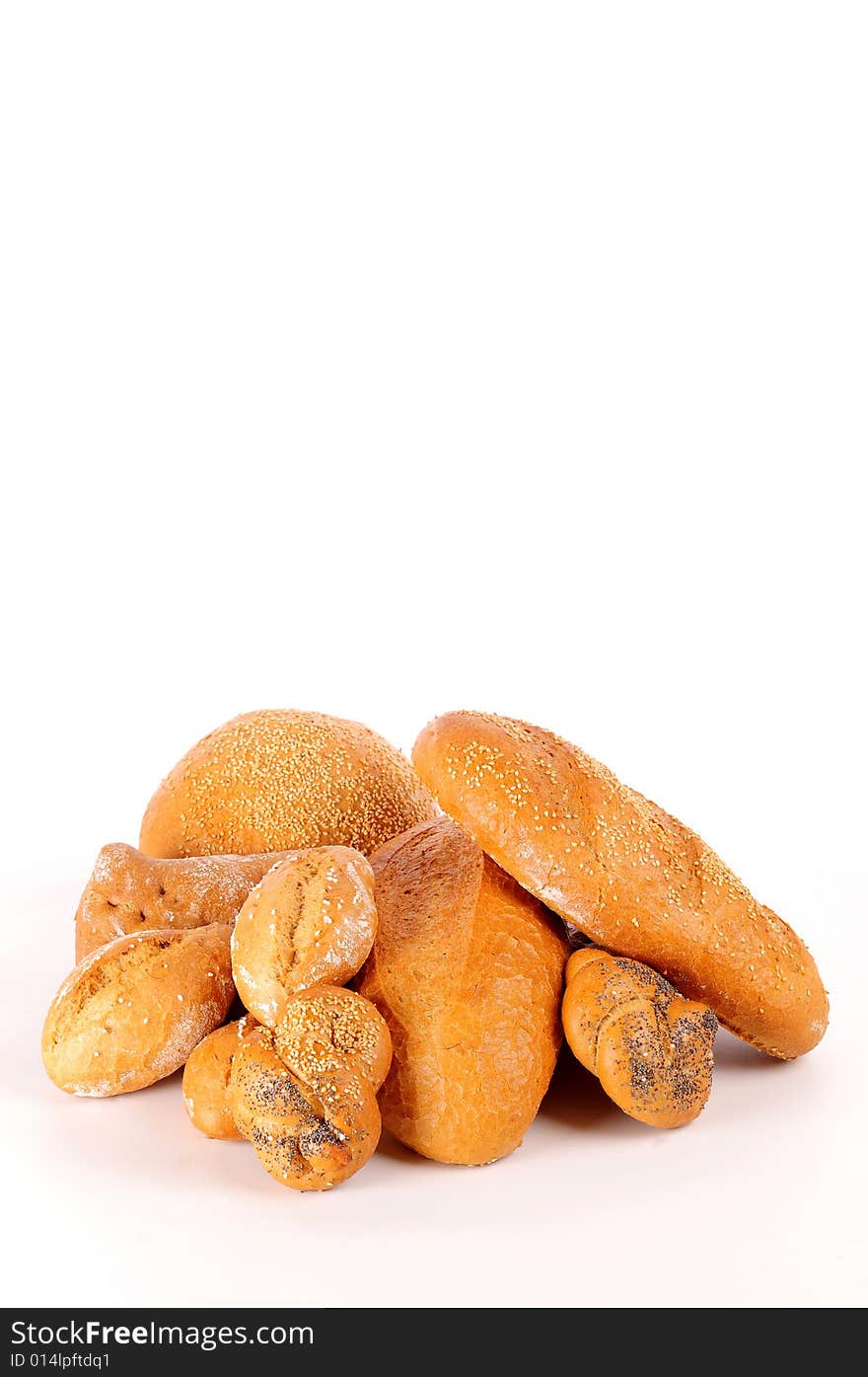 A view with Bread over white background