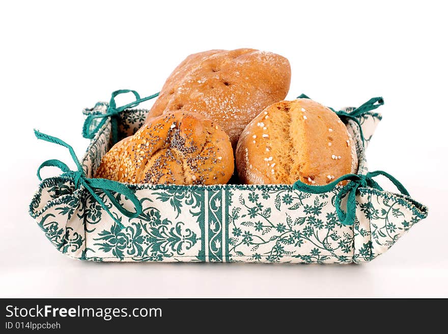 A view with Bread over white background