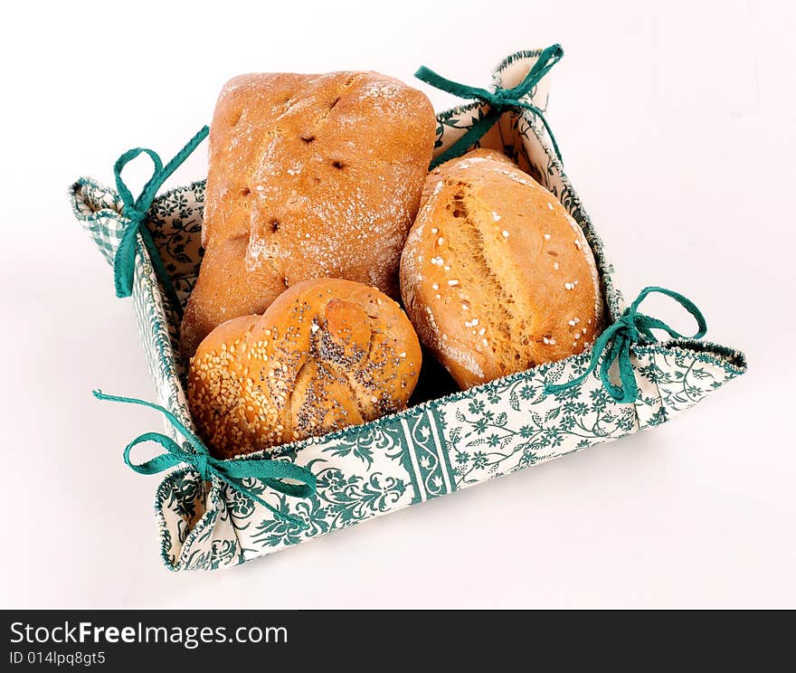 A view with Bread over white background