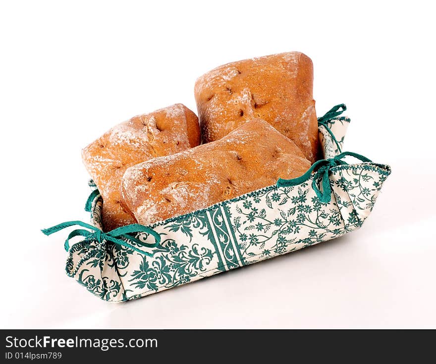 A view with Bread over white background