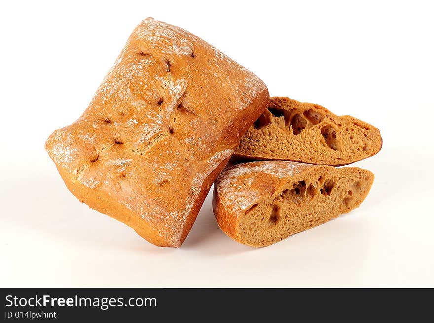 A view with Bread over white background