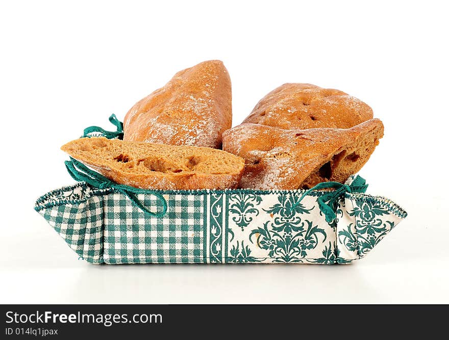 A view with Bread over white background