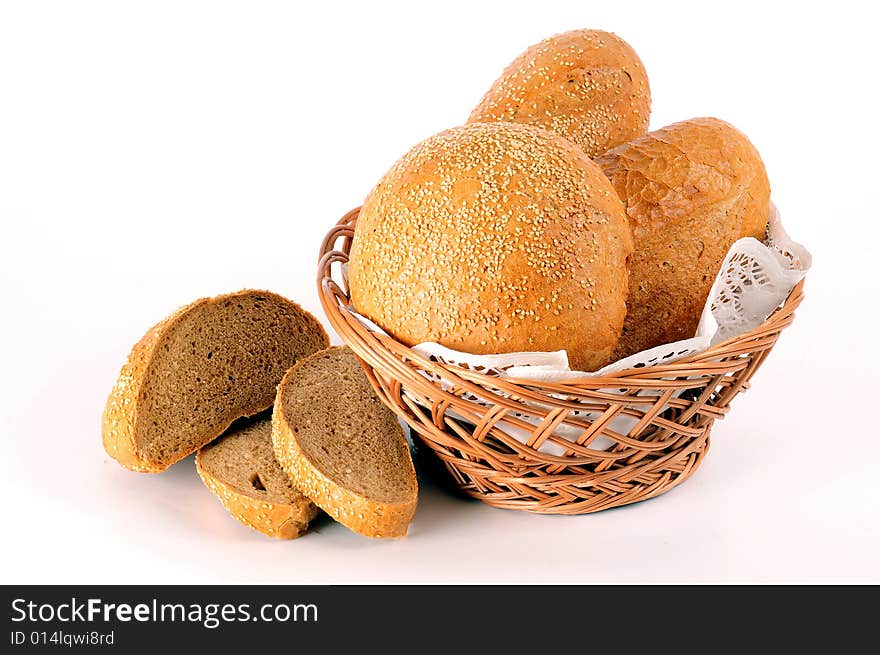 A view with Bread over white background