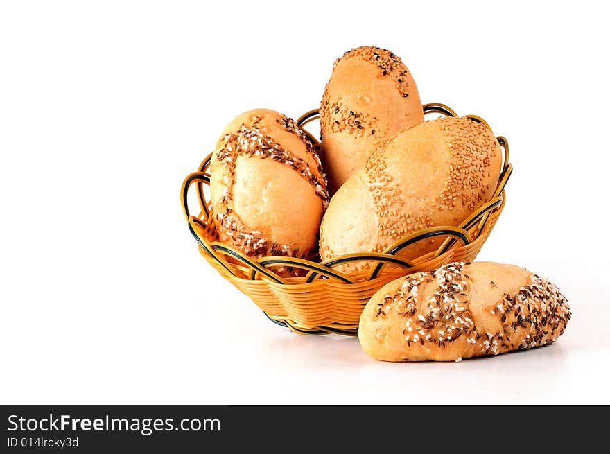 A view with Bread over white background