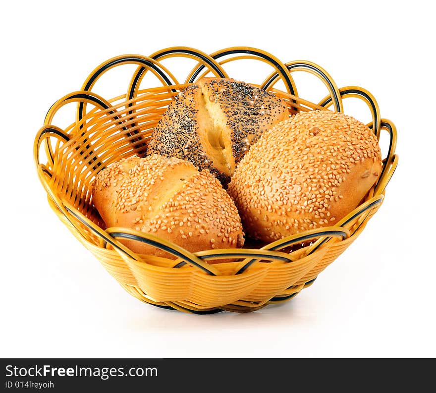 A view with Bread over white background