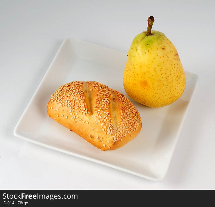 A view with Bread over white background