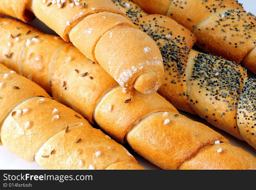 A view with Bread over white background