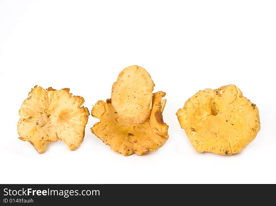 Fresh golden chanterelles isolated on white