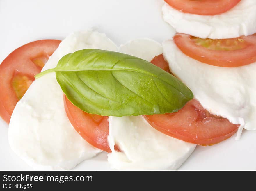 Caprese salad: tomato, mozzarella, basil