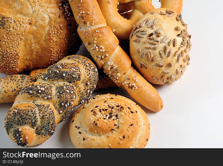 A view with Bread over white background