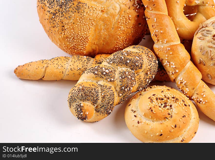 A view with Bread over white background