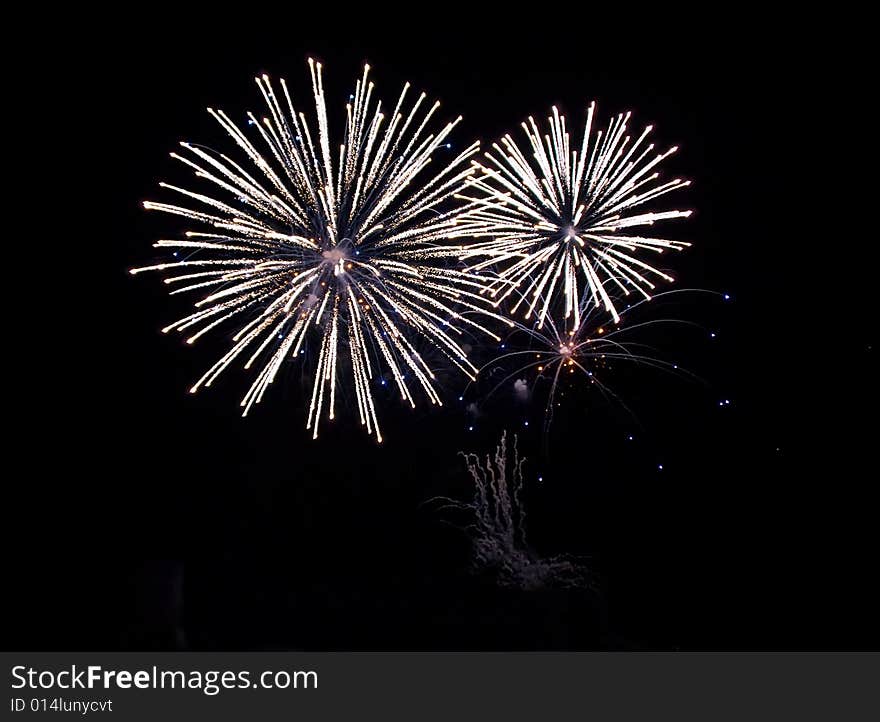 Fireworks Celebration over black night sky background