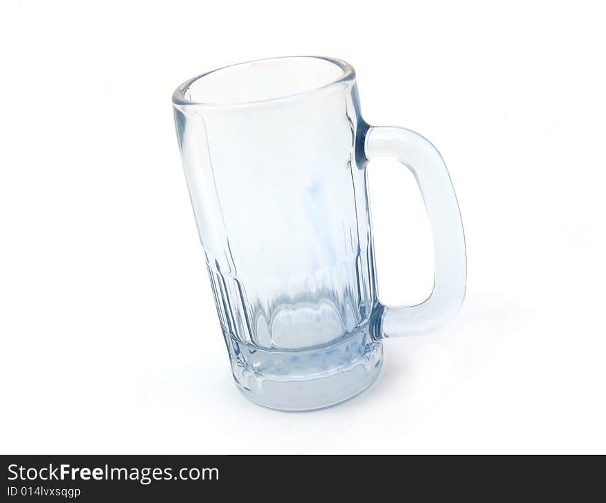 Empty glass mug isolated over white background