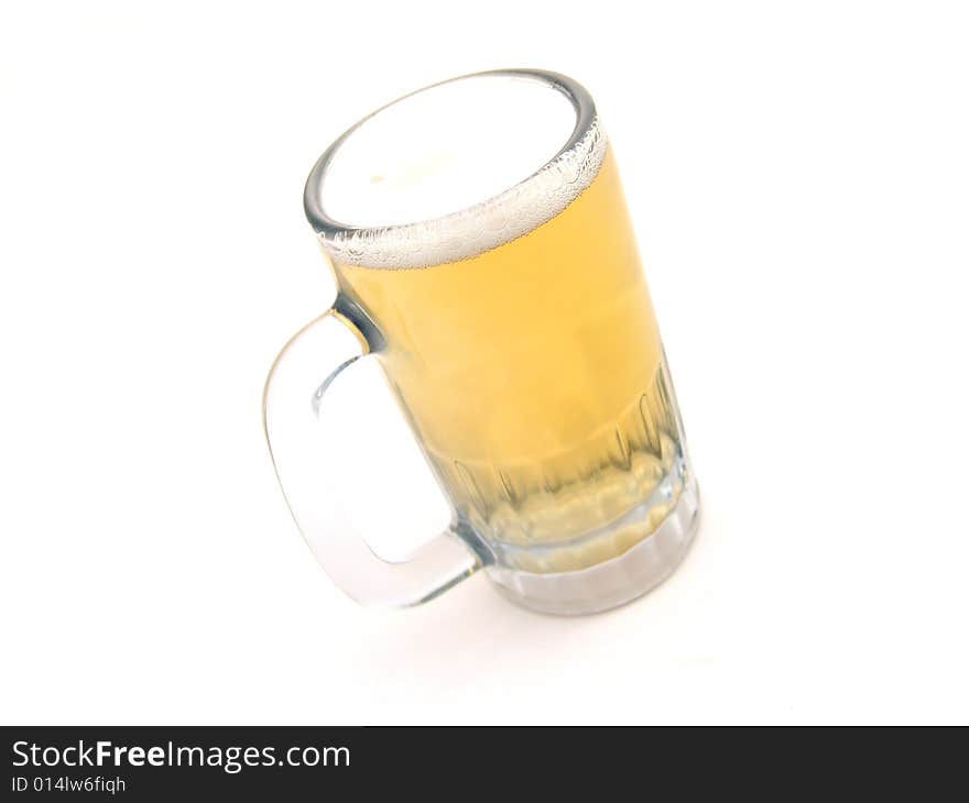 Glass mug with beer isolated over white background. Glass mug with beer isolated over white background