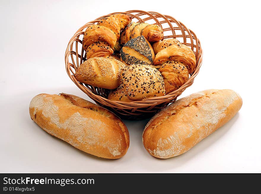 A view with Bread over white background