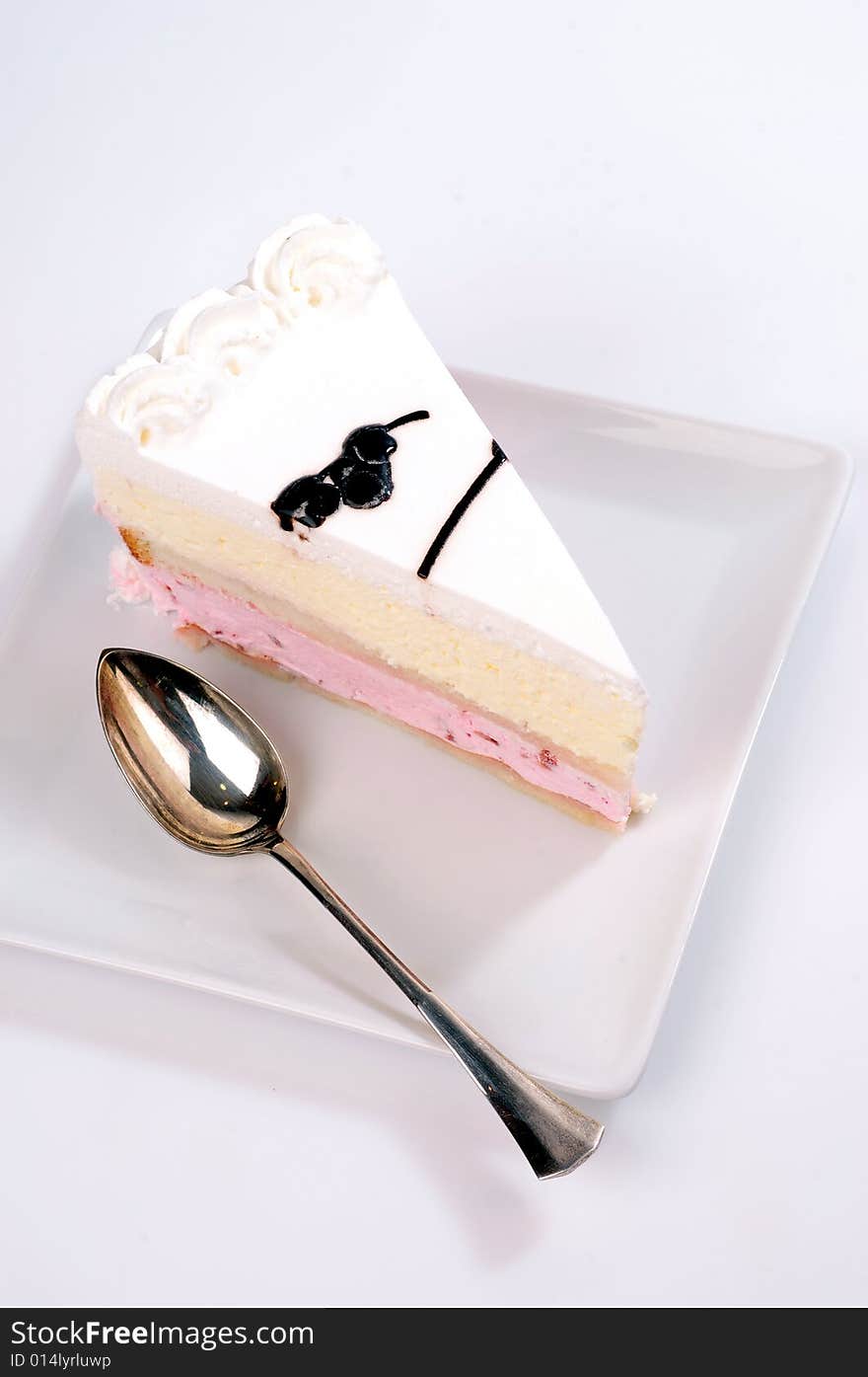 Cheese cake with cream topping. Cheese cake with cream topping