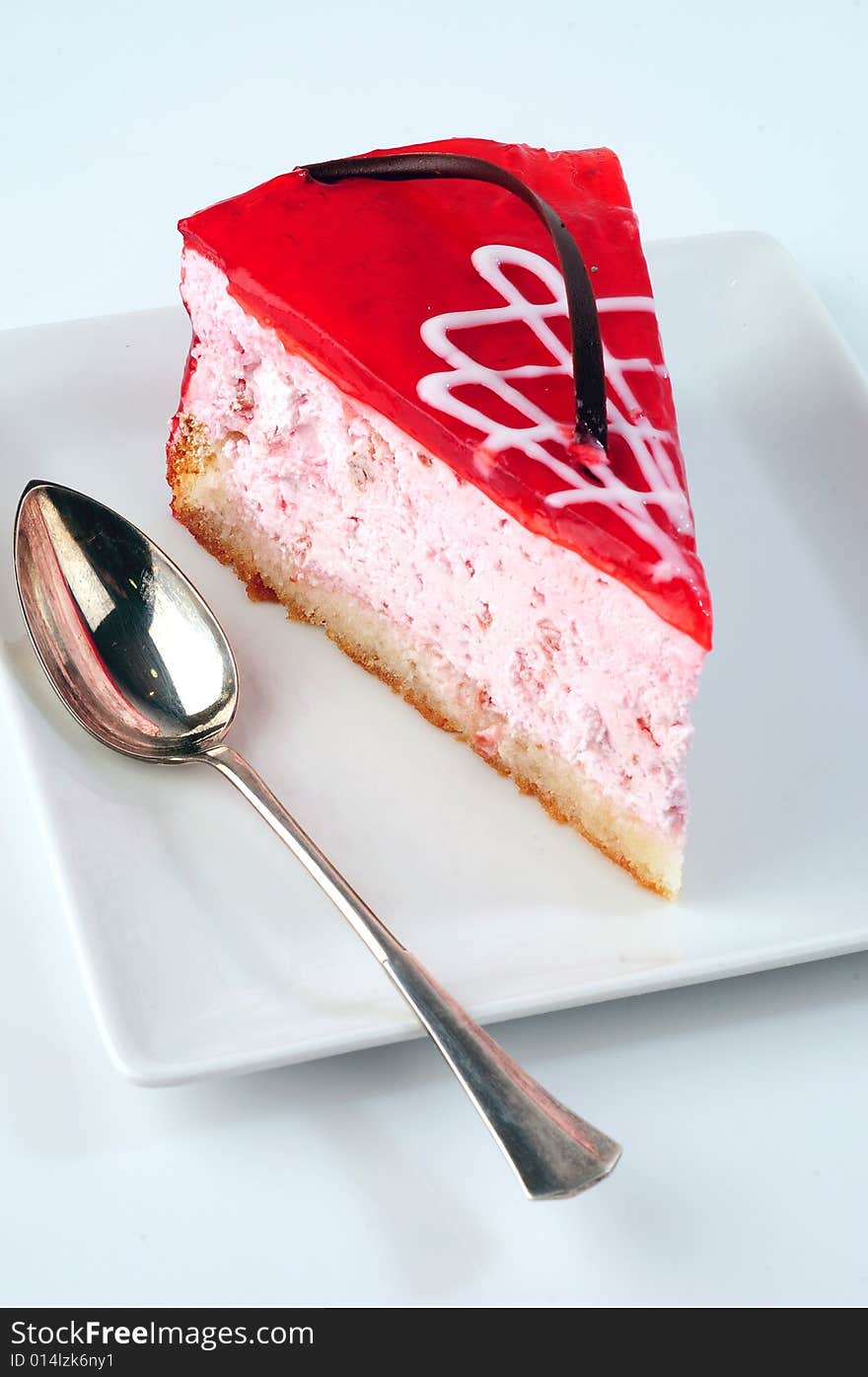 Cheese cake with strawberry topping. Cheese cake with strawberry topping