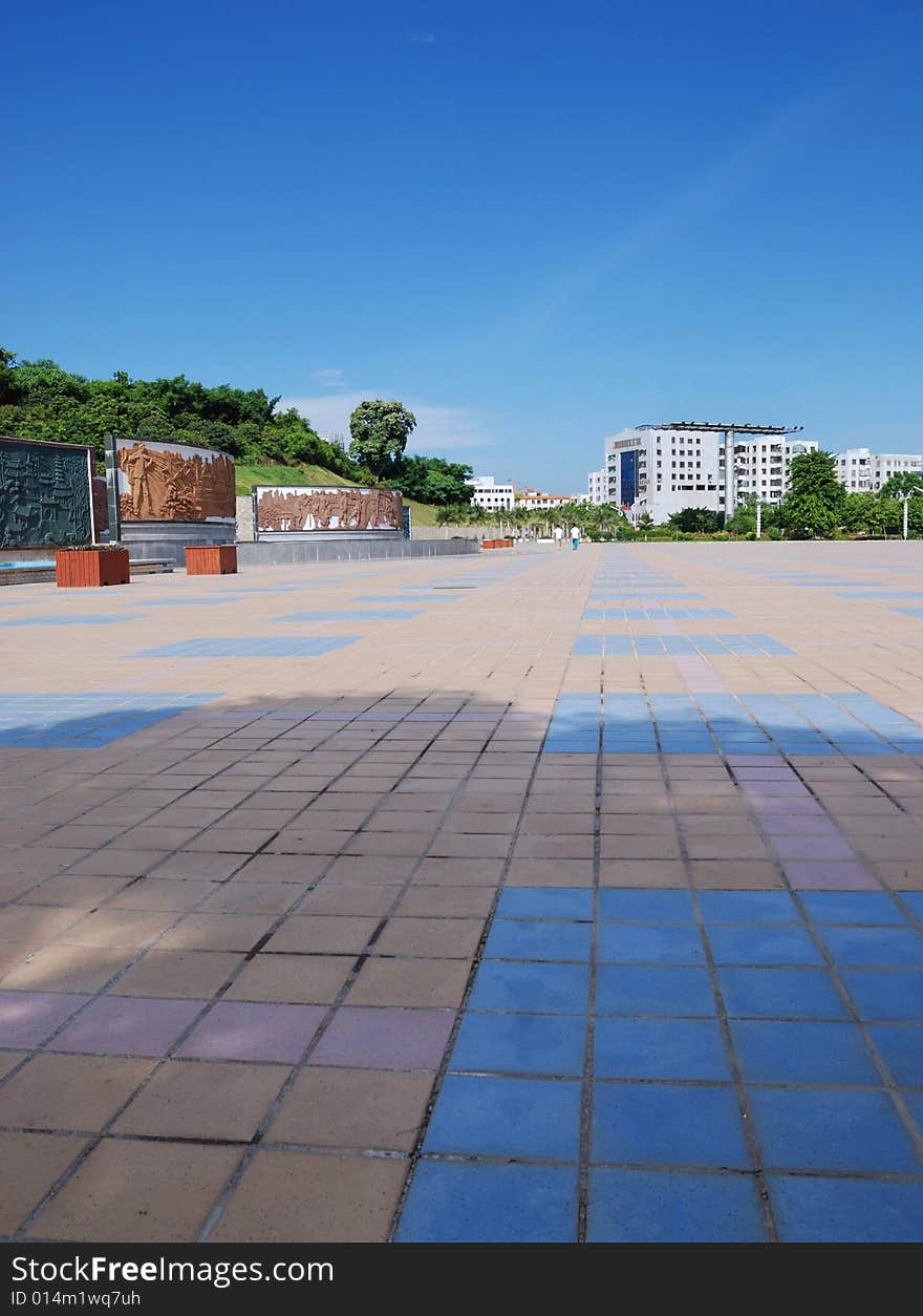 The scenery of plaza in the city in CHina