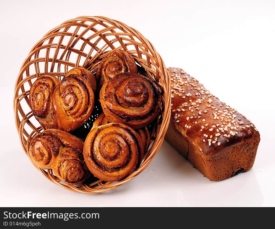 A view with Bread over white background