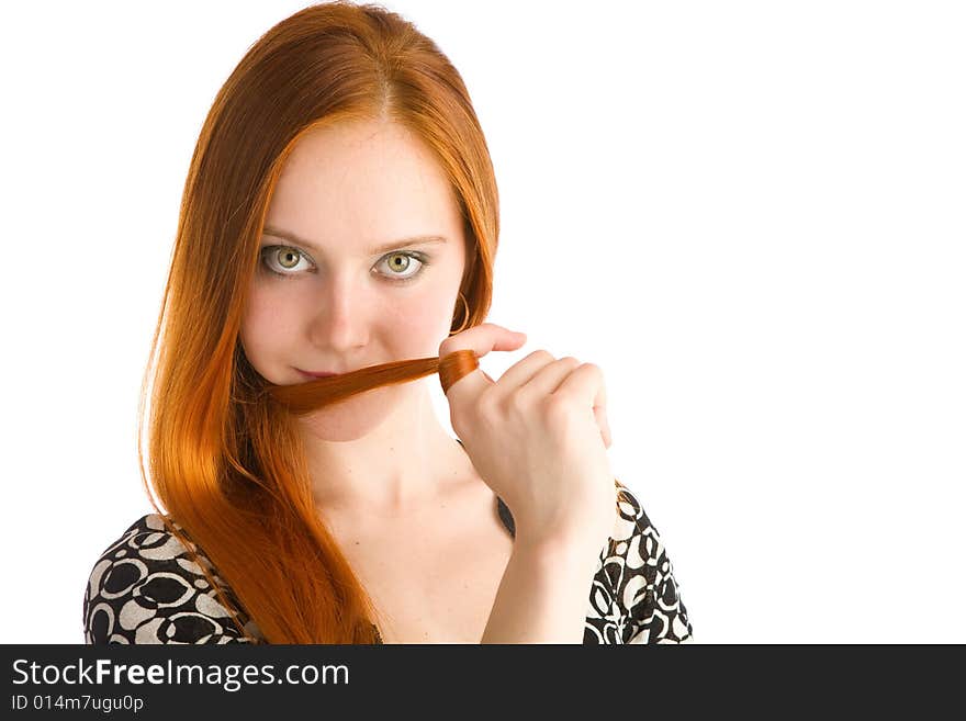 Portrait of young girl with red hair. Portrait of young girl with red hair