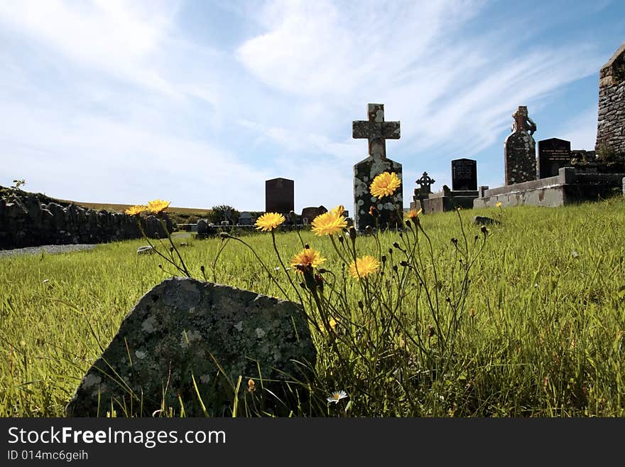 An old irish graveyard in Kerry on the west coast of Ireland. An old irish graveyard in Kerry on the west coast of Ireland